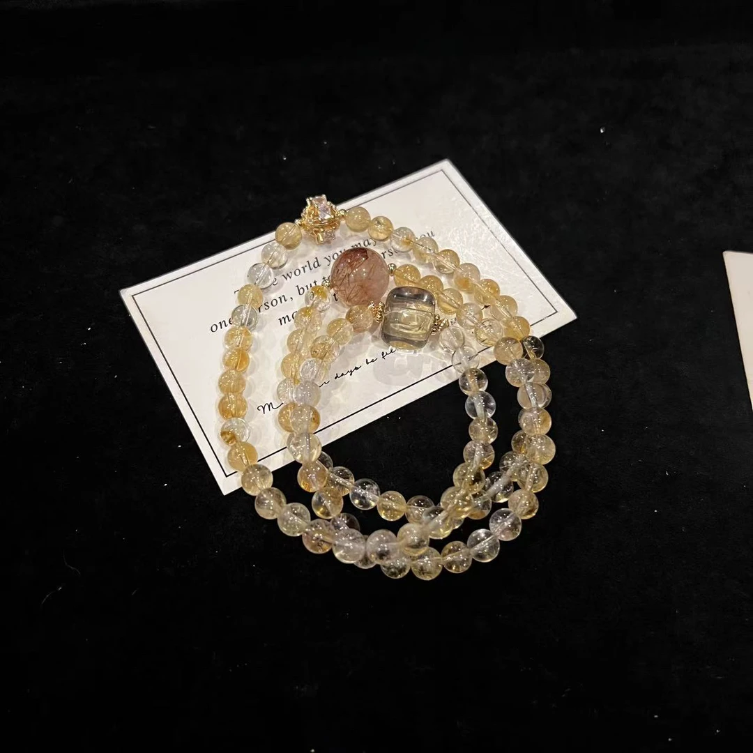 F116 6mm黄塔设计款三圈设计款手串 多样性发一