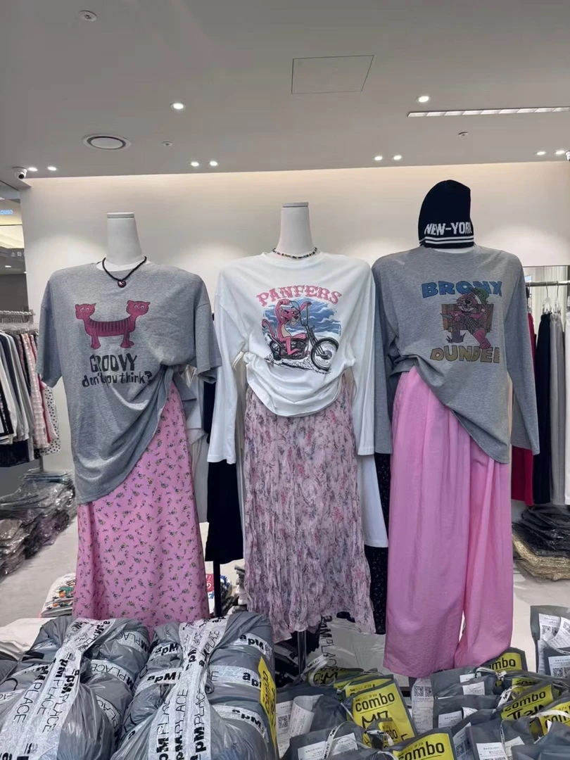 【橘子家】不退换−东大门Combo夏季褶皱碎花半身裙双层有洋气衣服女