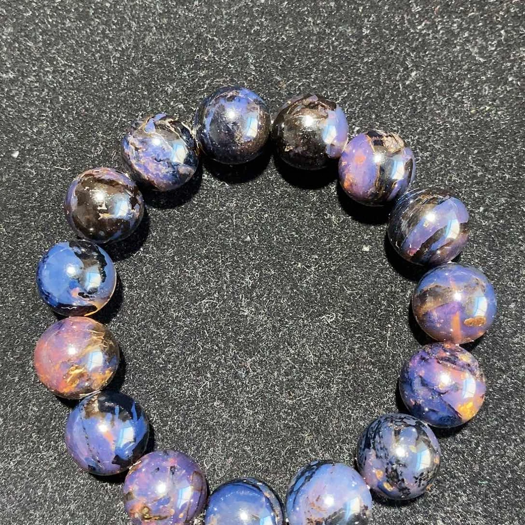 蓝珀未镶嵌珠宝奇石13MM星际蓝海藻