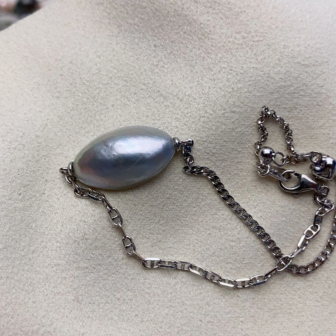 【闪购商品】银S925镶嵌拼合珍珠（马贝珠）手链