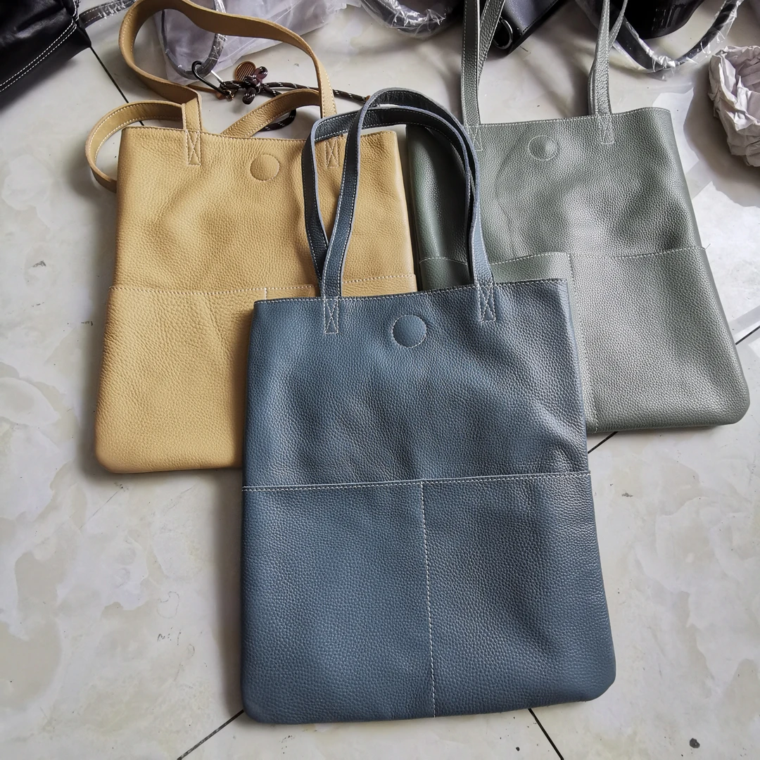 简约通勤风头牛单肩包腋下包托特包购物袋有内胆高度35宽度30CM