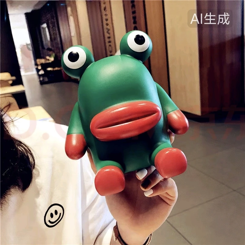 搪胶香肠嘴青蛙硬币存钱罐