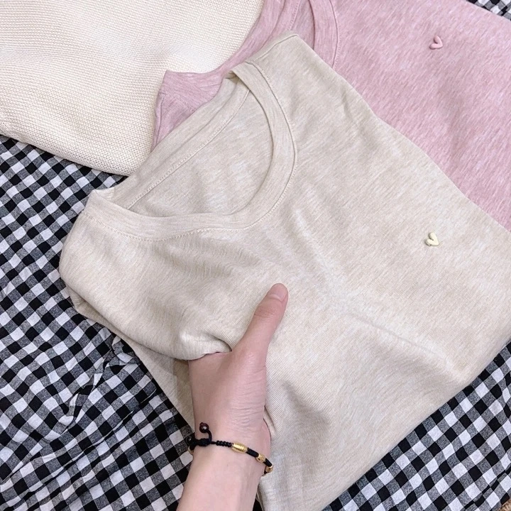 【汤汤专属】天丝新款百搭夏季爱心多色圆领短袖