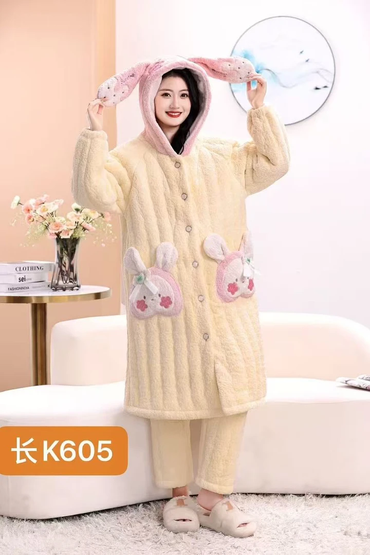 2024新款k605黄加厚一件过冬家居服舒适