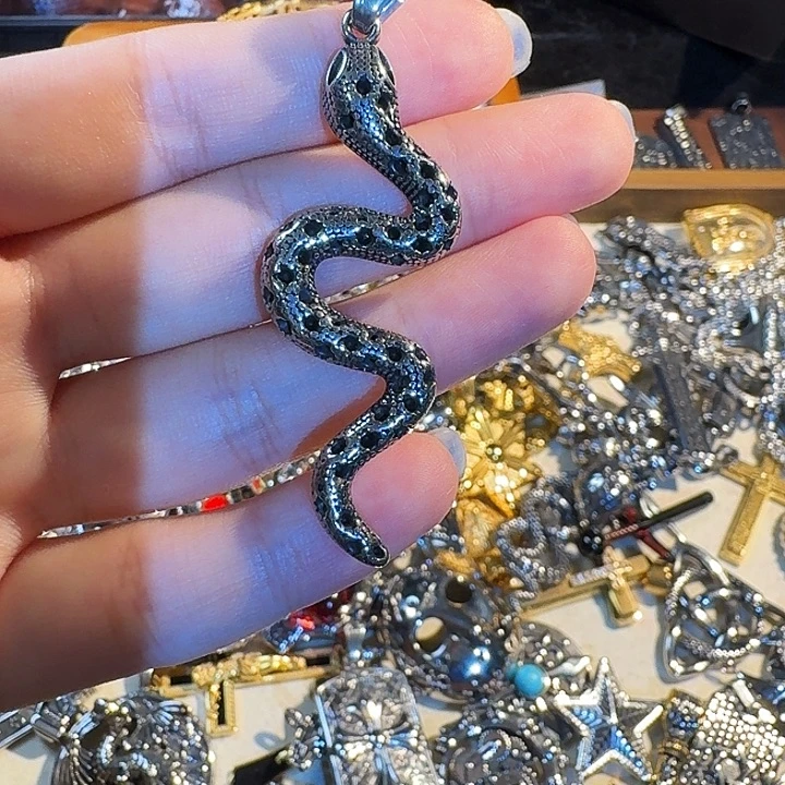 钛钢黑斑蛇项链钛钢