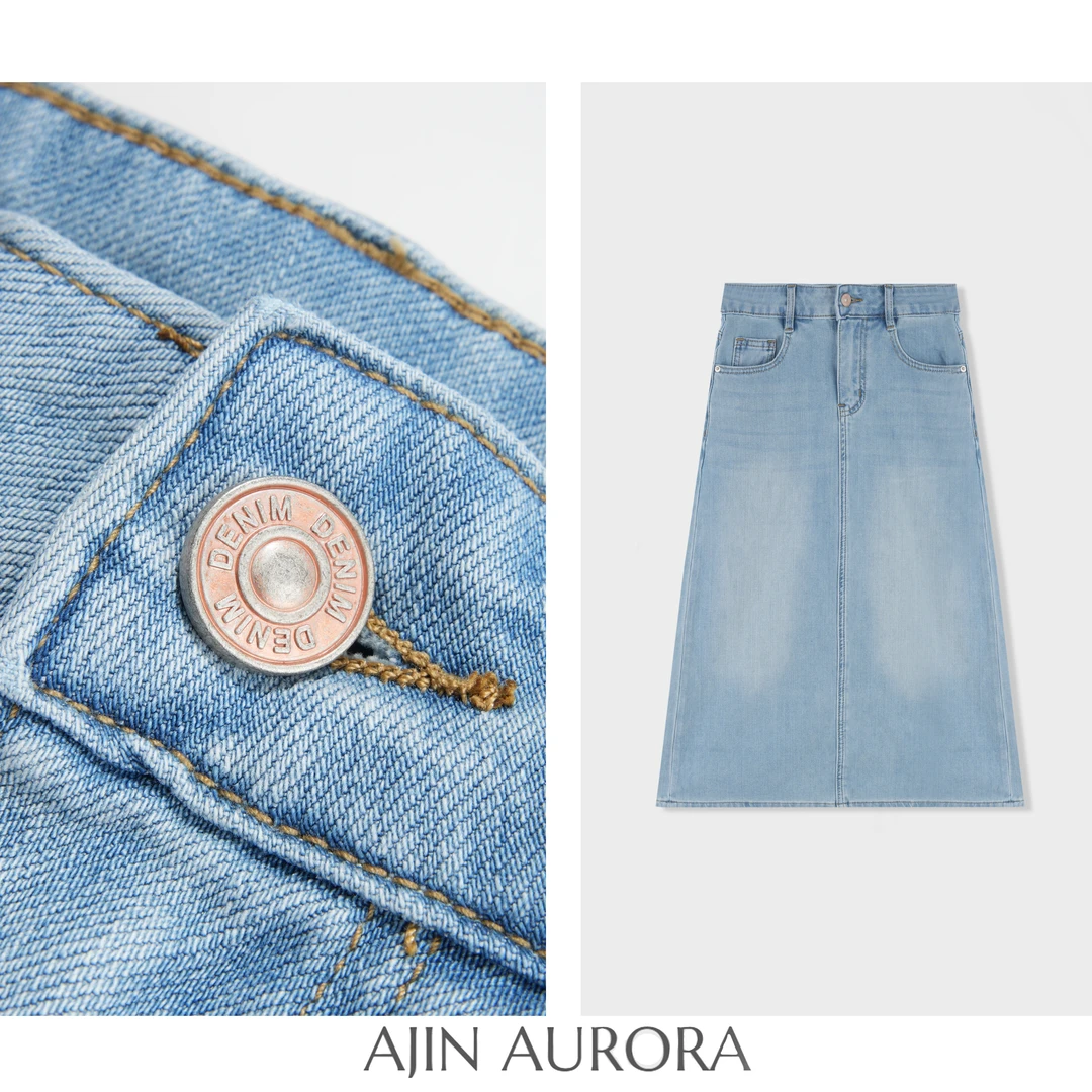 787【浮光浅夏】夏新高腰牛仔半身裙女开叉a字中长款复古包臀裙子A3