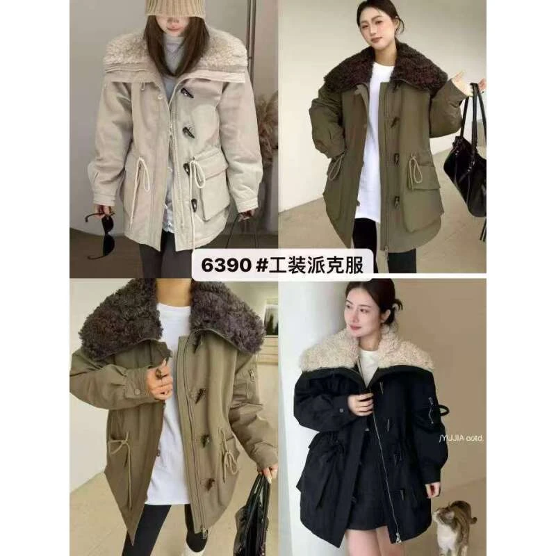 Kerin-{金商}工装派克服翻领毛领6390牛角扣外套大衣风衣潮流好物