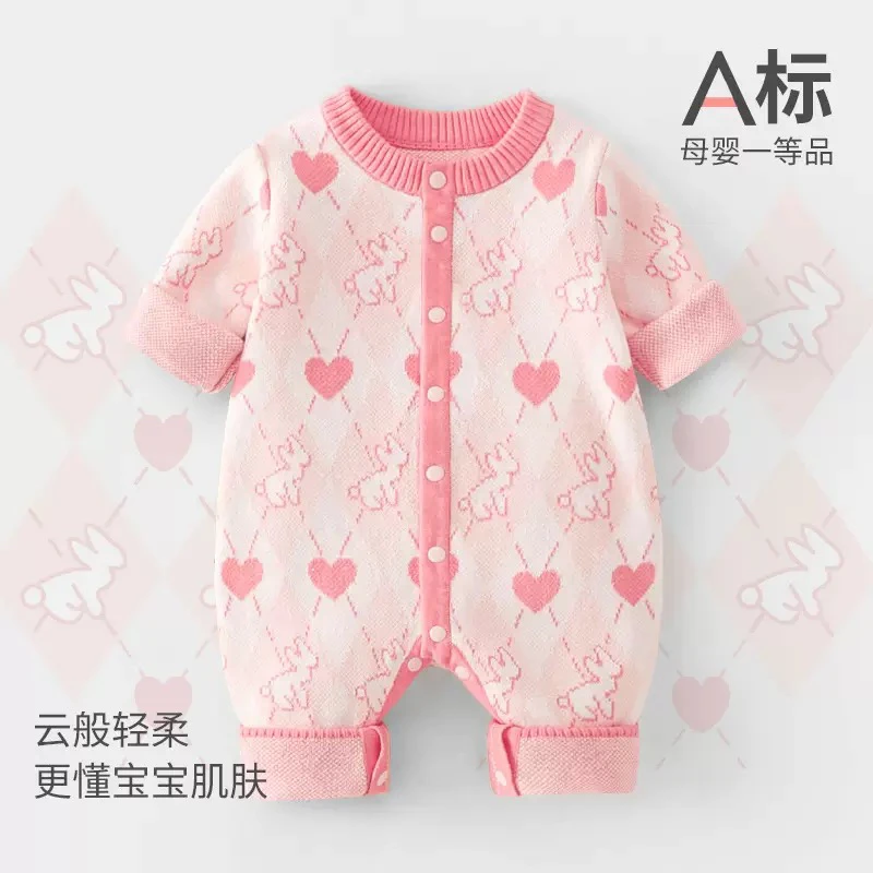 【针织合集】婴儿连体衣针织提花男女宝宝超萌哈衣新生儿长袖外出