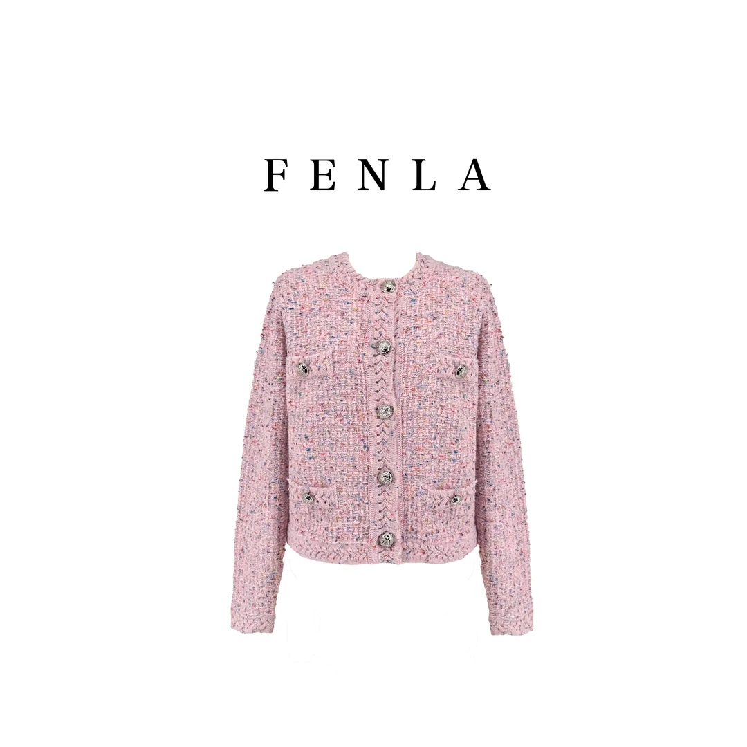 【惠姐私服】高级感粉色小香风毛衣开衫氛围感百搭针织外套 83263