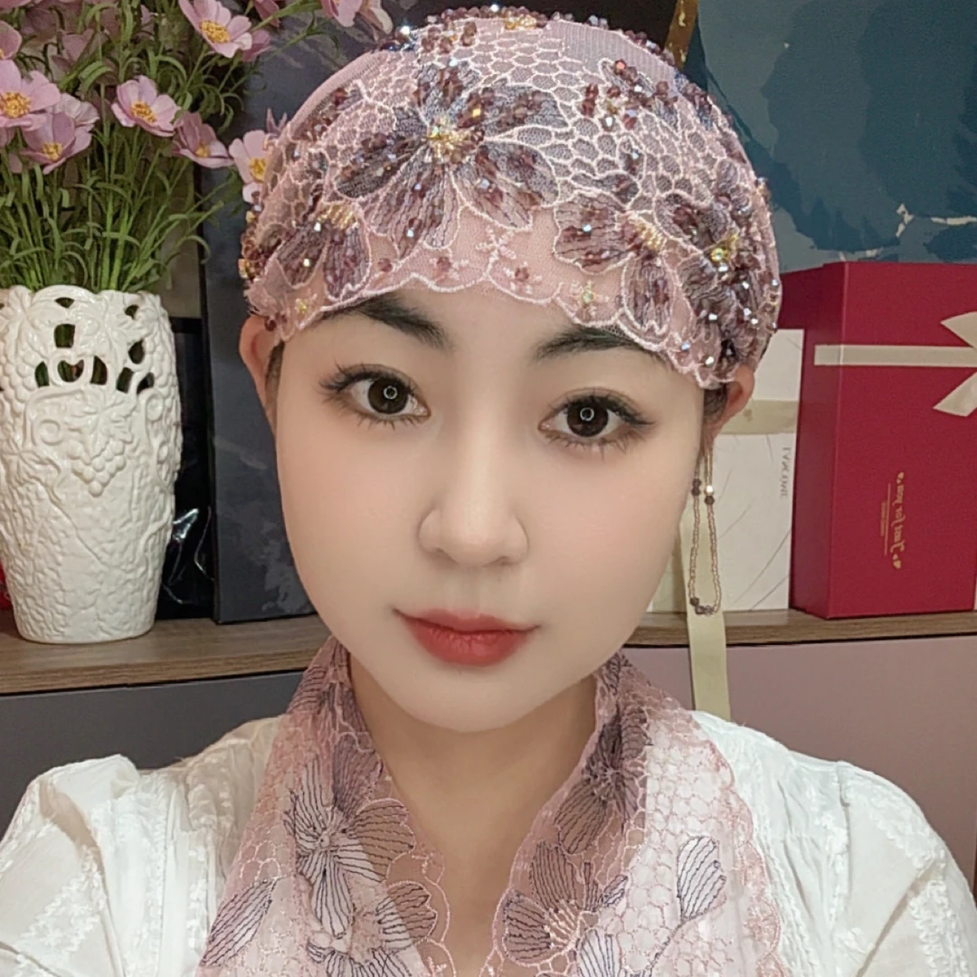 薄款双层软纱飘带帽