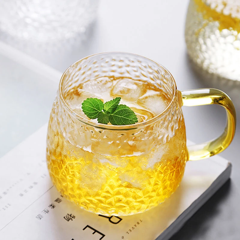 锤纹玻璃杯耐高温花茶杯牛奶杯水杯早餐杯家用玻璃杯泡茶杯子HR
