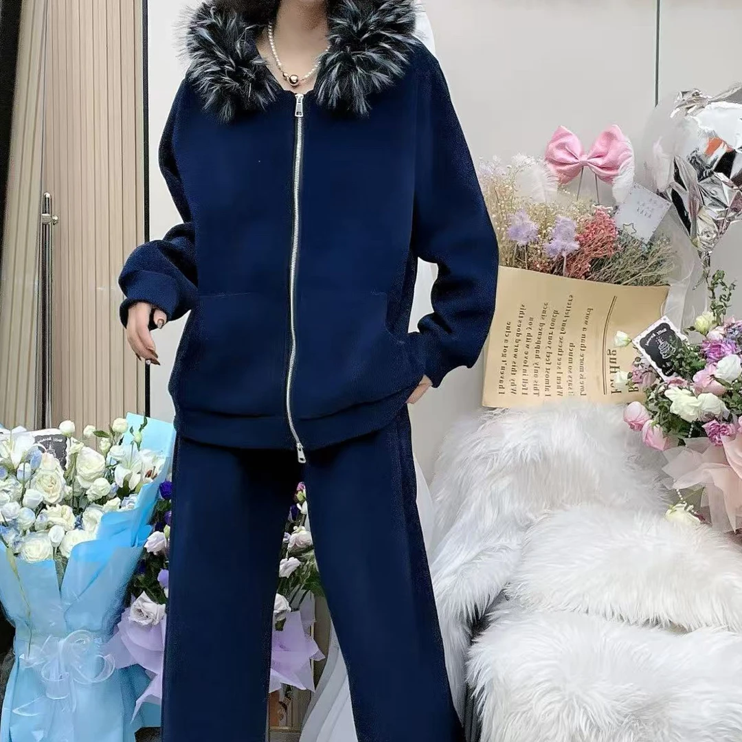 YY大码(氛围感)百搭冬季时尚宽松加绒高级感时尚套装