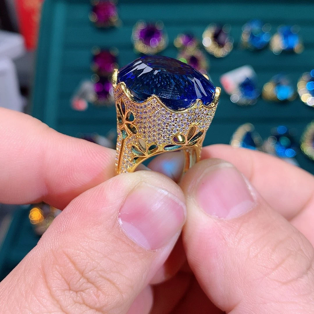 托帕石戒指银S925镶嵌莉****）戒指