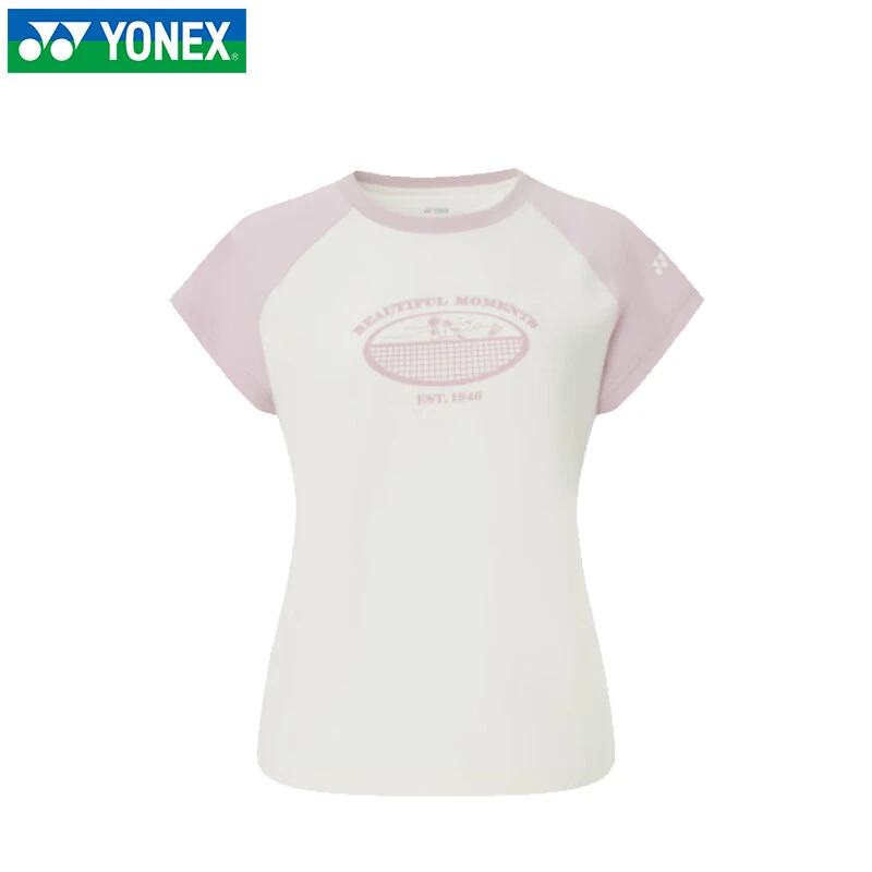 YONEX/尤尼克斯羽毛服女生短袖印花圆领女款T恤