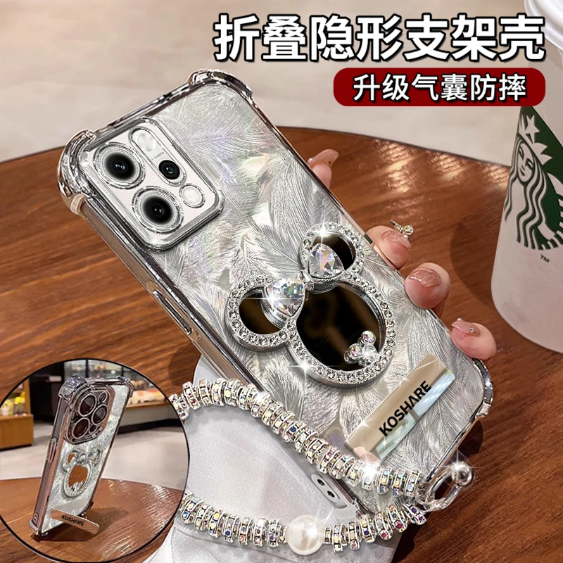 适用于【OPPO】RENO4~14PRO系列米奇四角防摔镜子隐形支架功能防摔