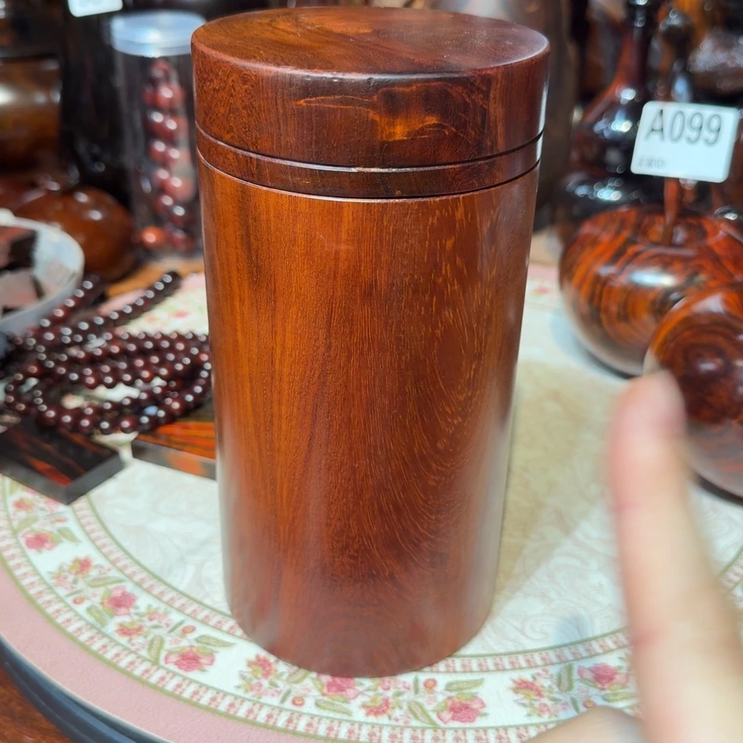 大果紫檀（缅甸花梨）茶叶罐19公分