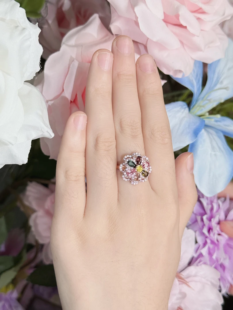 HTC160-39-S925银碧玺戒指-主石:2.0ct± -多样性发货