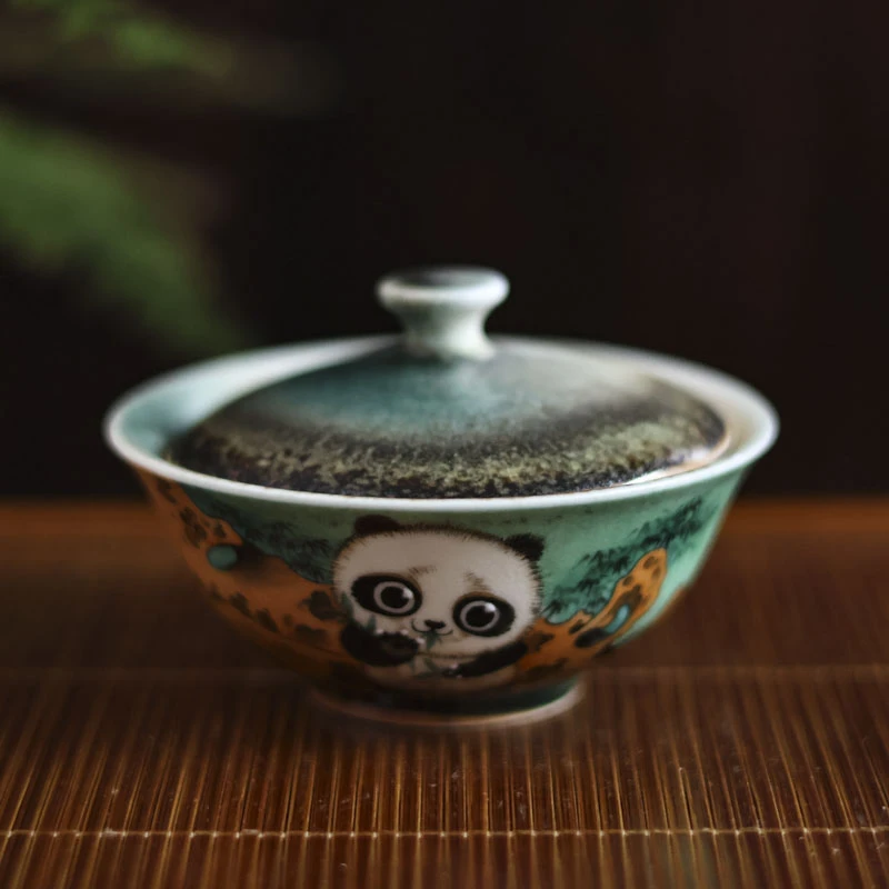 【九姐爱喝茶】熊猫-蕉白轩-二才盖碗110ml（蕉白S0010）