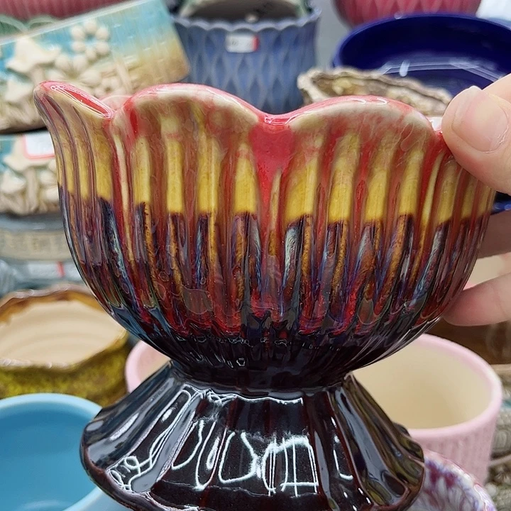 多肉绿植陶瓷花盆9.9包邮，有孔