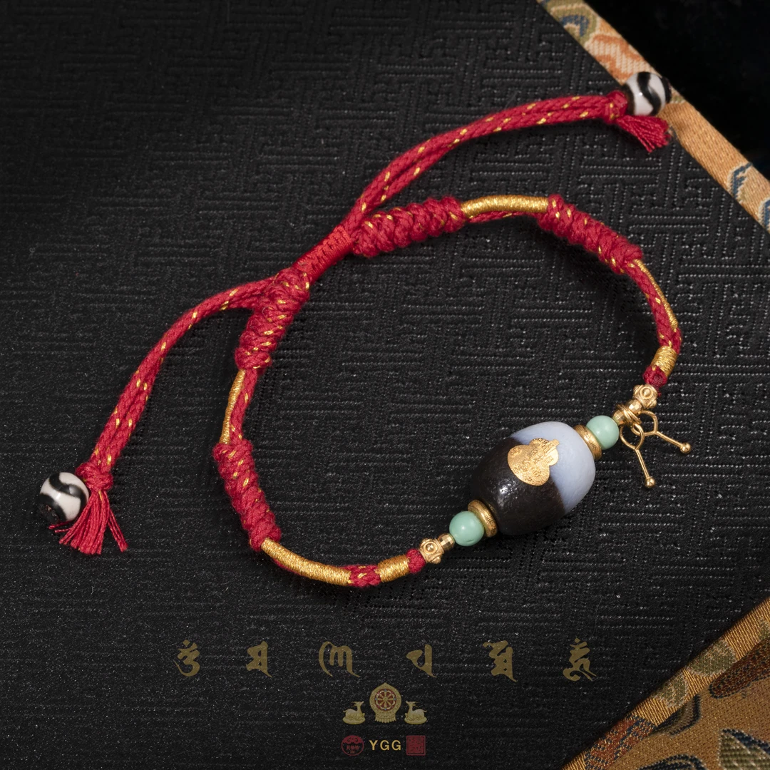 员格格OFJZ01/18K金“开CAI库-金葫芦”玛瑙手绳(多样性发)