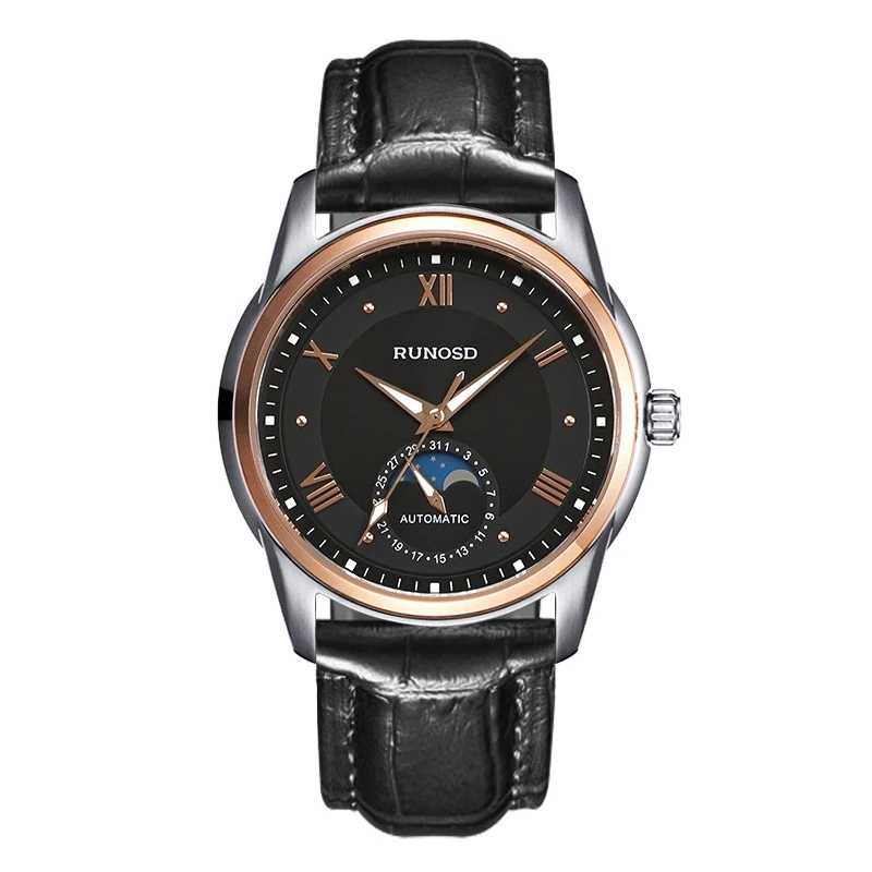 RUNOSD R/斯诺威登8375G超薄月相全自动机械手表男士防水夜光腕表