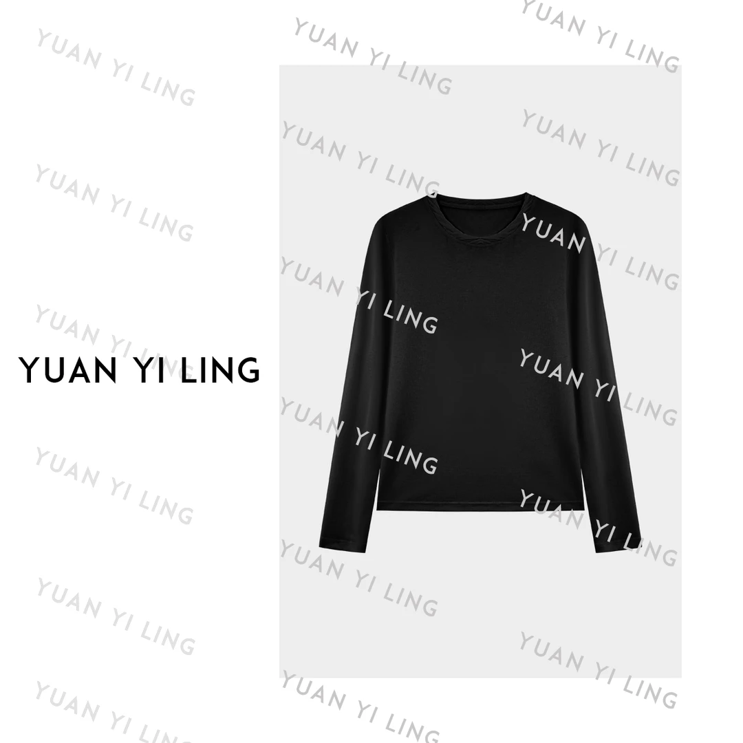 袁艺灵【简约艺术】25秋冬兰精天丝设计感扭结正肩长袖打底T恤9174