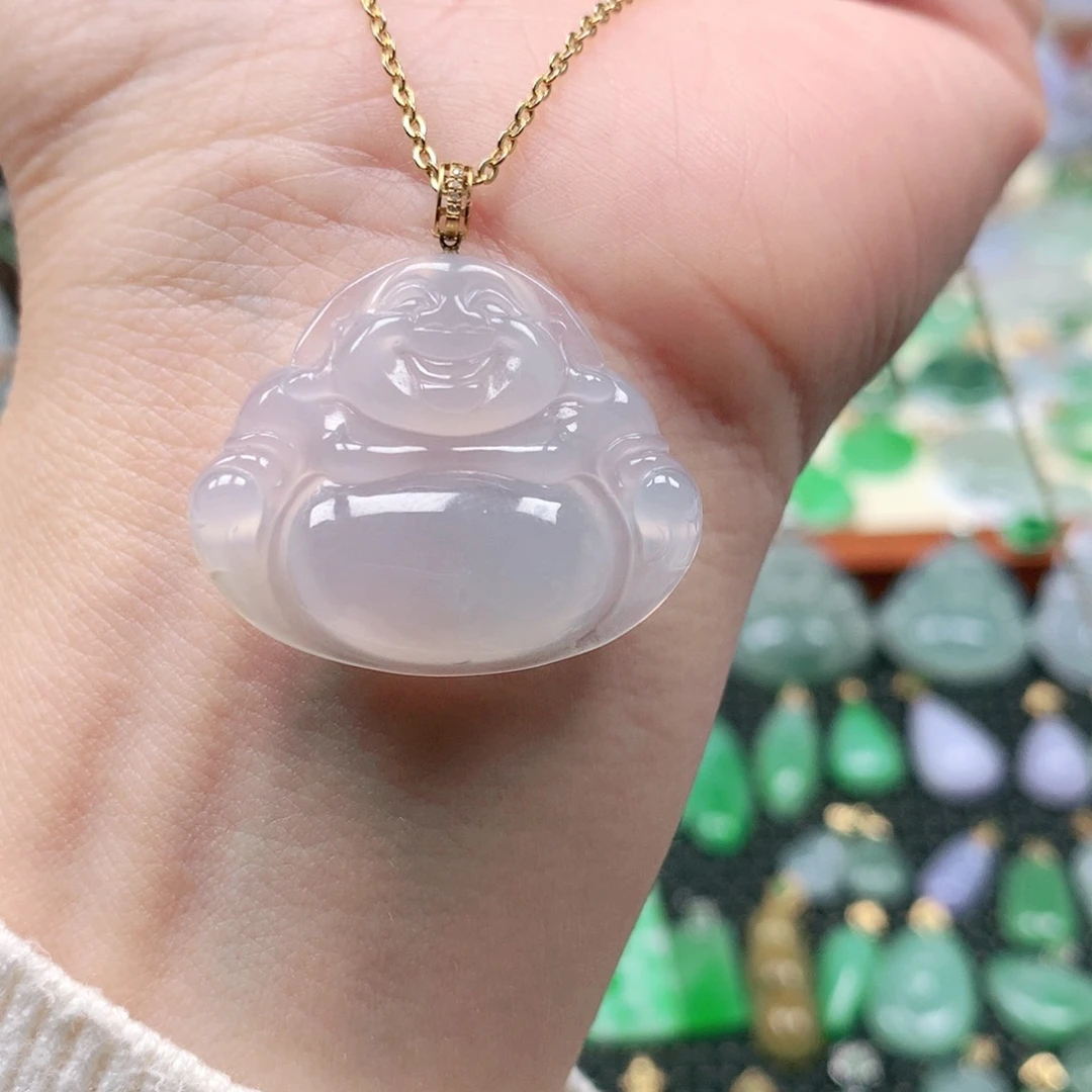 吊坠(不含链)18K金镶嵌翡翠