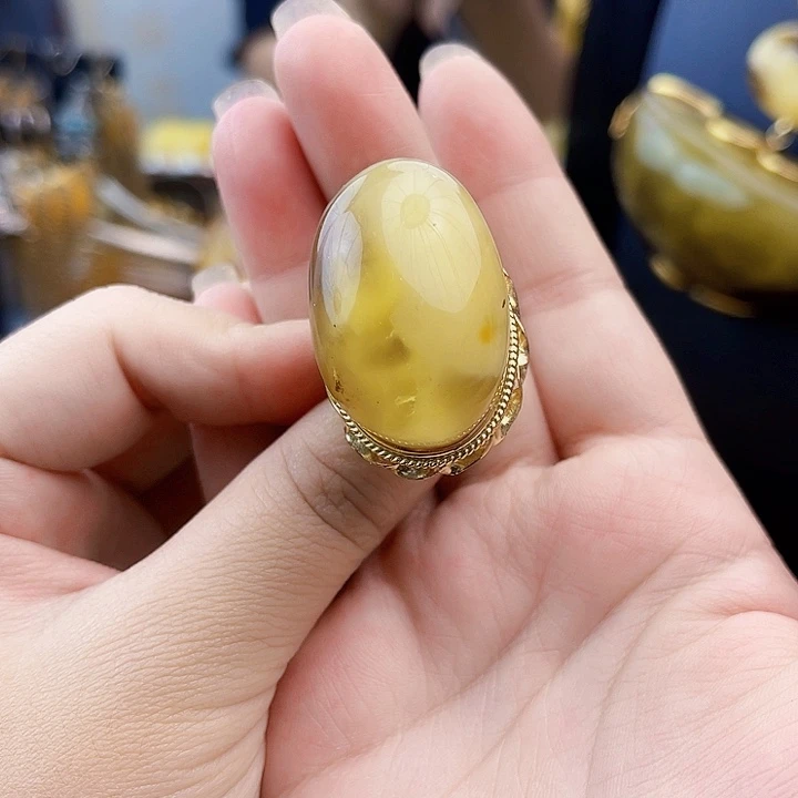 裸石琥珀银S925镶嵌