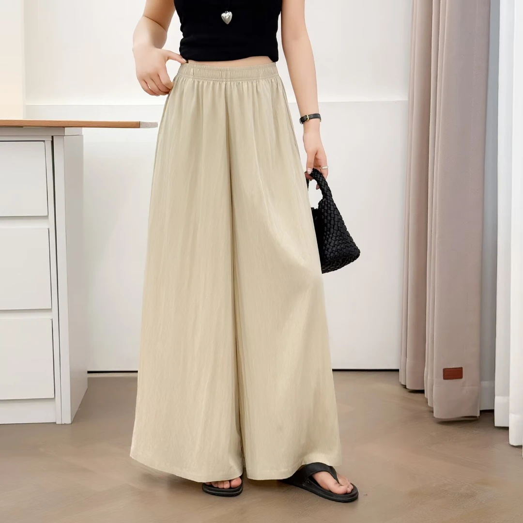 大码女裤2025夏季薄款山本裤胖mm高腰显瘦抖抖裤阔腿裙裤休闲裤子