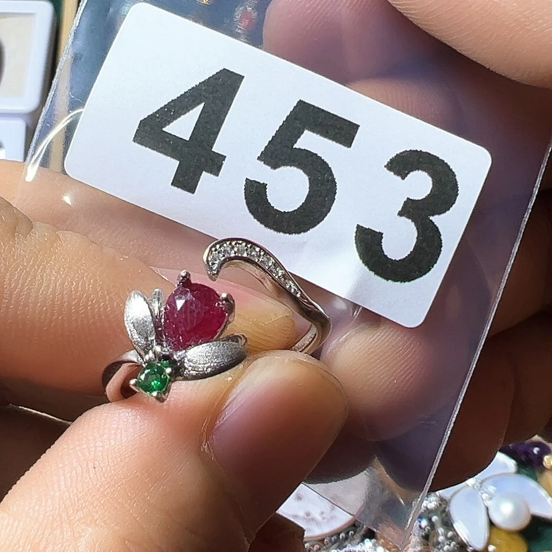 红宝石戒指银S925镶嵌温**娘
