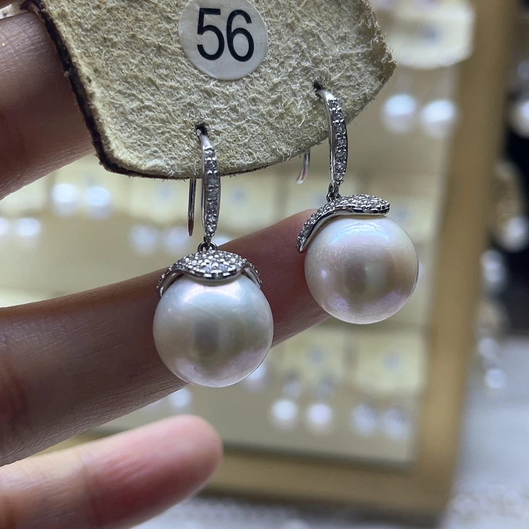银S925镶嵌淡水珍珠耳饰