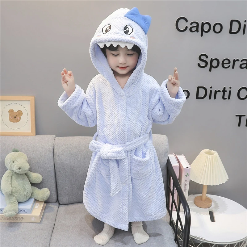 儿童吸水浴袍a类秋冬季男宝宝带帽浴衣可穿式浴巾速干珊瑚绒睡袍