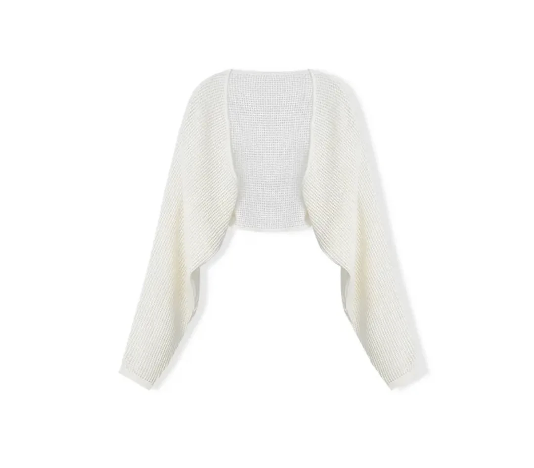 【聚新汇】95015针织薄款镂空披肩上衣针织衫气质小众