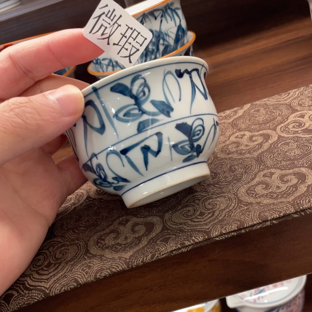 釉下手绘茶具微瑕