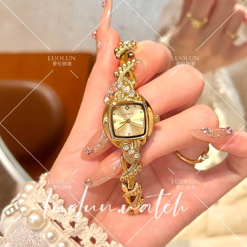 【萝伦】新款时尚气质方盘钢带手链手表百搭个性女表腕表 649