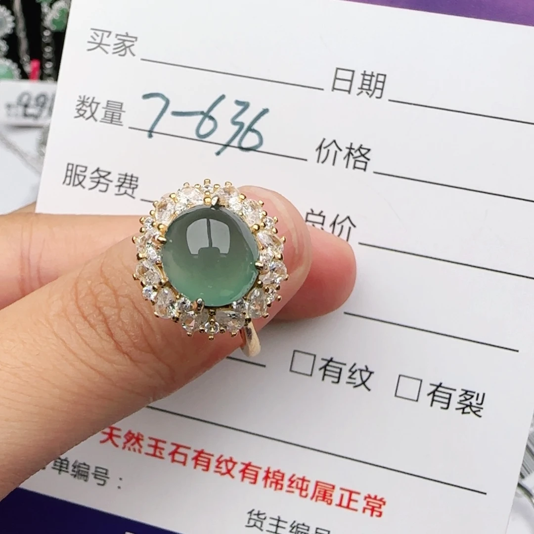 翡翠戒指银S925镶嵌戒指