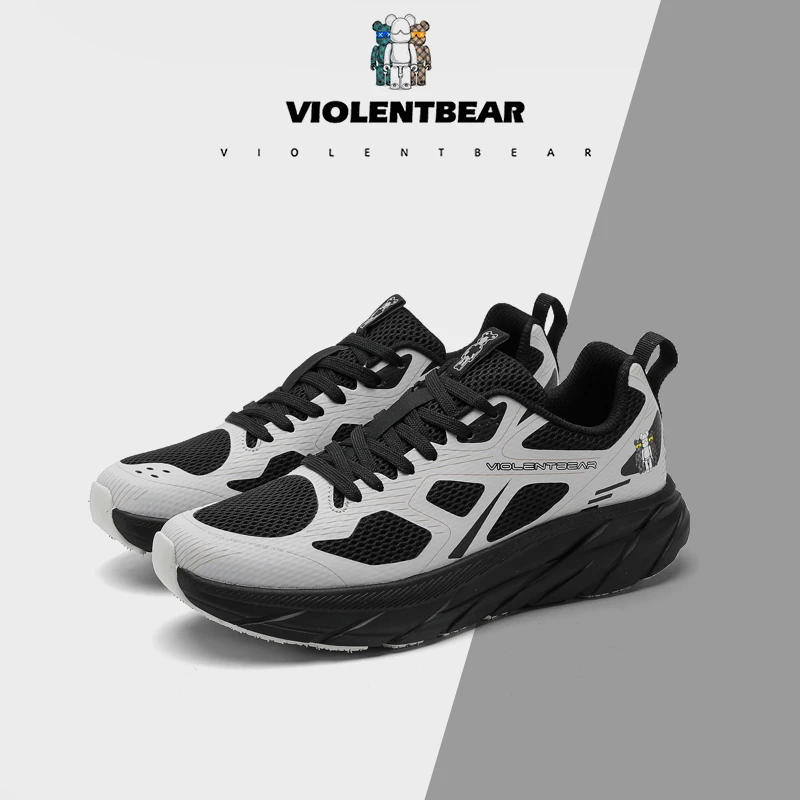暴力熊鞋子新款网面运动跑步鞋舒适男鞋轻便透气减震系带休闲女鞋