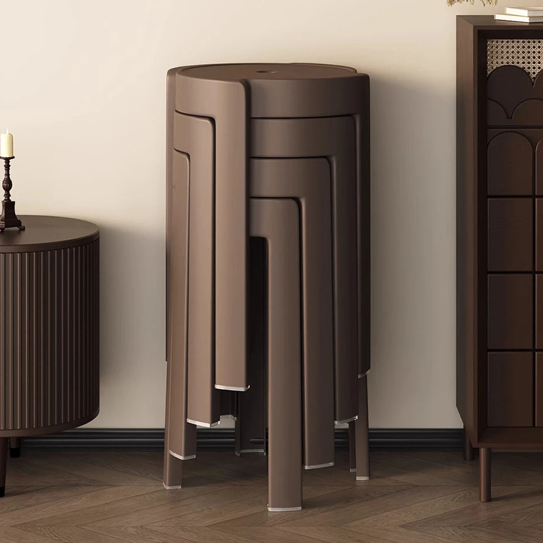 中古风风车塑料凳子家用结实耐用可叠放圆凳加厚高凳餐厅备用板凳