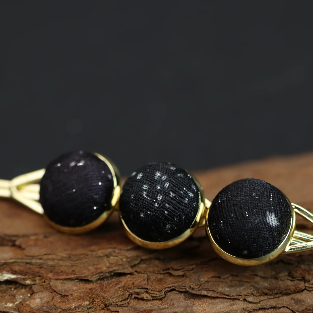 【夜半】非遗纯手工制作黑色豆豆发夹古风可爱日常百搭气质手工