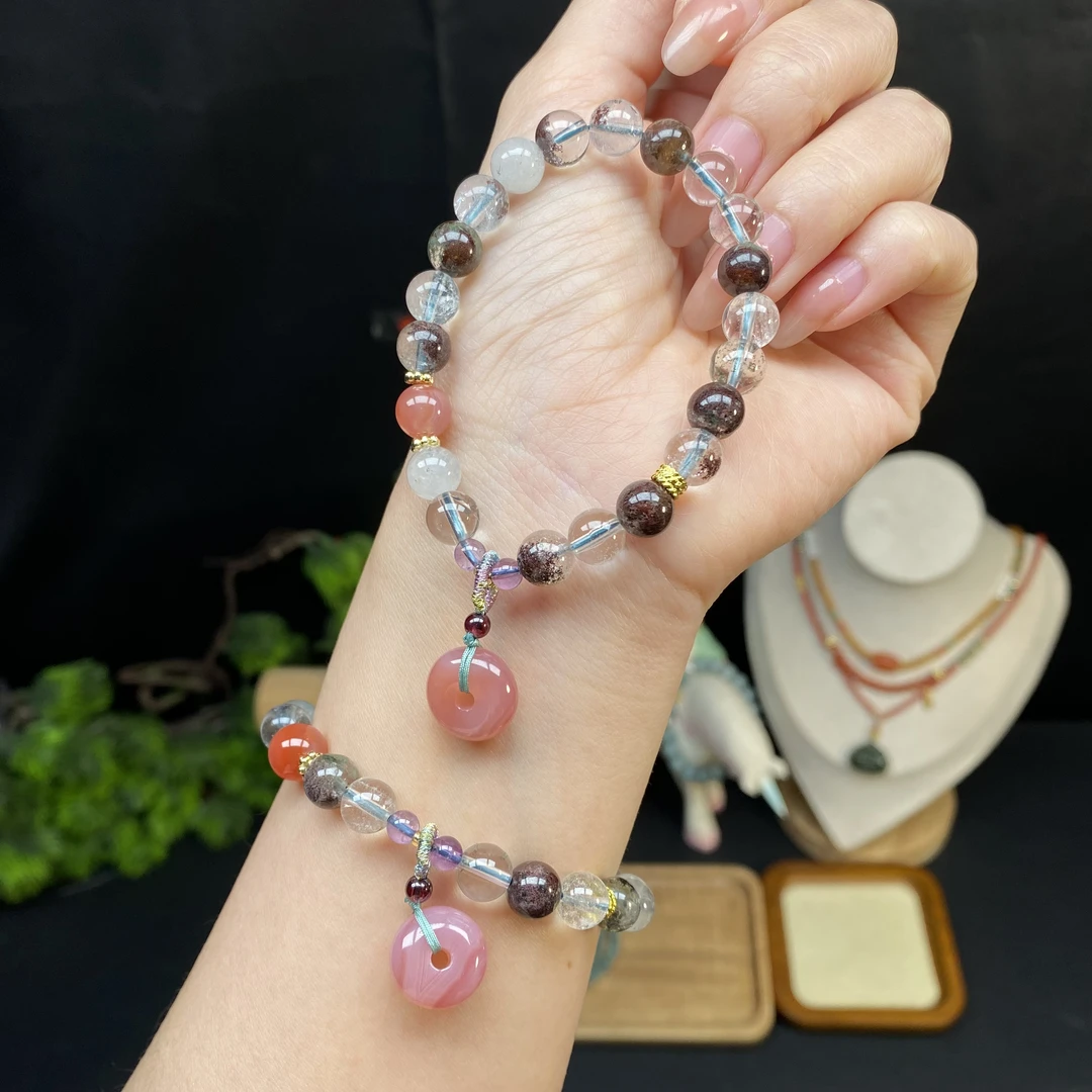 【绿幽灵7.7m手串】A601搭配盐源平安扣手串