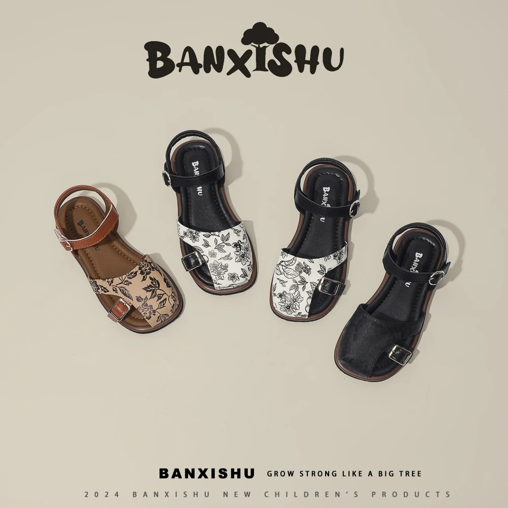 BANXISHU韩版儿童包头凉鞋国风玛丽珍童鞋真皮女童公主鞋女宝鞋子