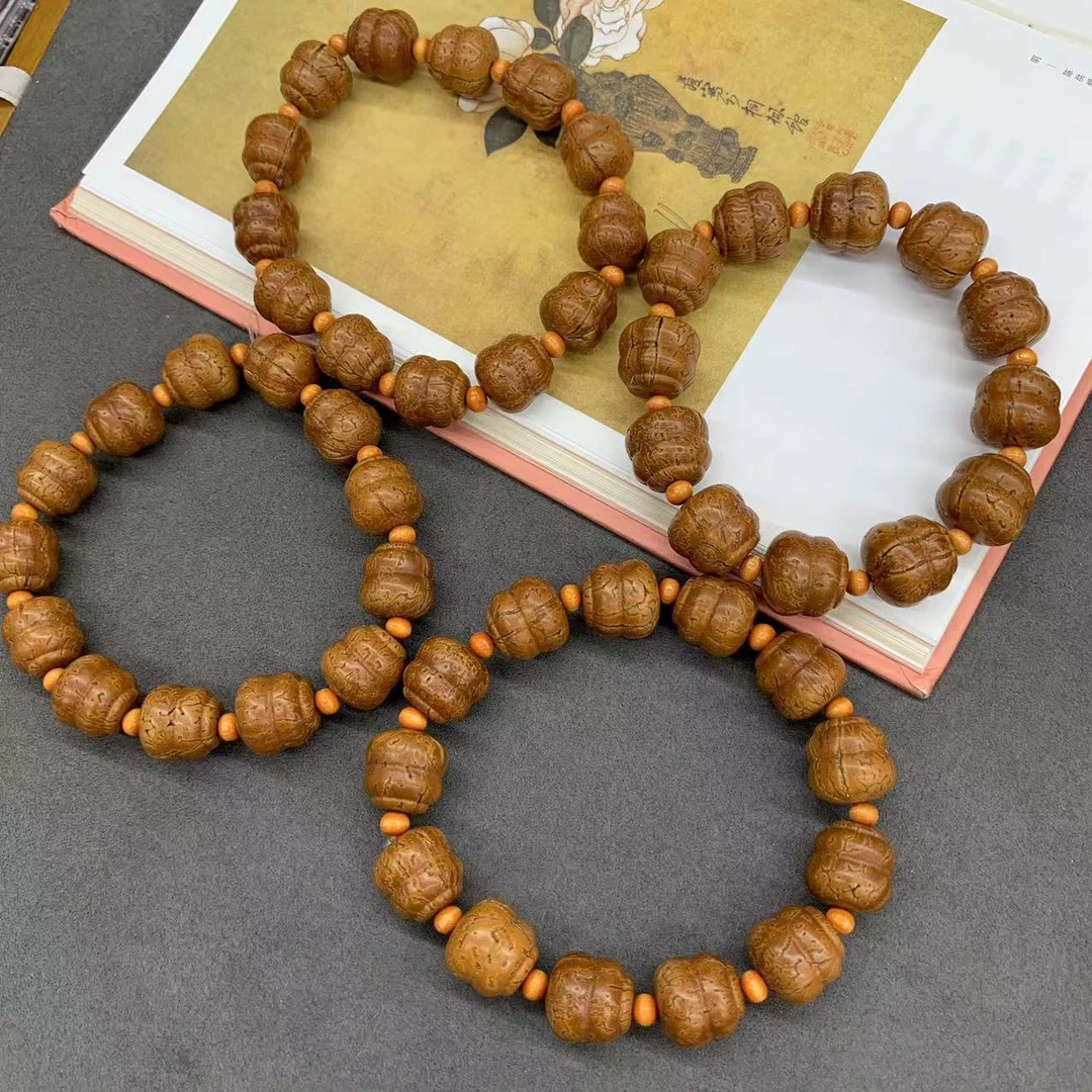 桃核葫芦手链16左右男女文玩手串雕刻橄榄核盘玩福禄礼物文玩核
