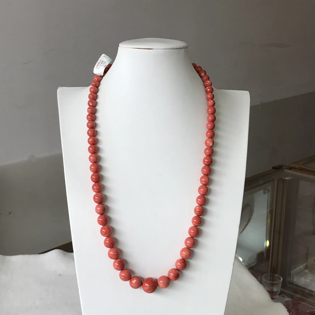 天然红珊瑚 台湾莫莫 圆珠项链