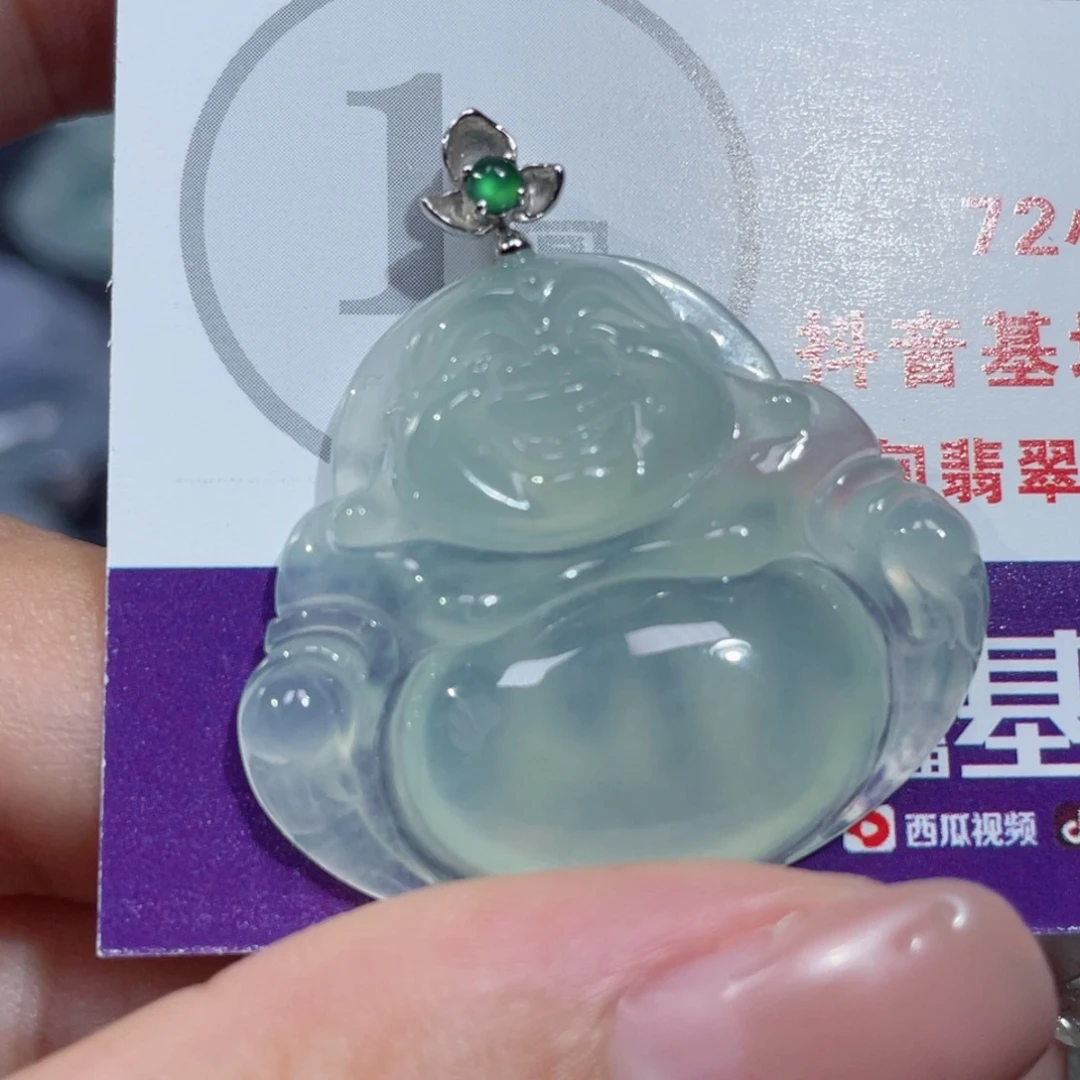 翡翠18K金镶嵌颈饰佛公