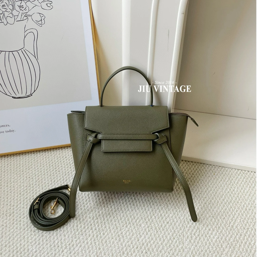 99新 Celine/思琳 墨绿色鲶鱼nano中检BJM12-2155