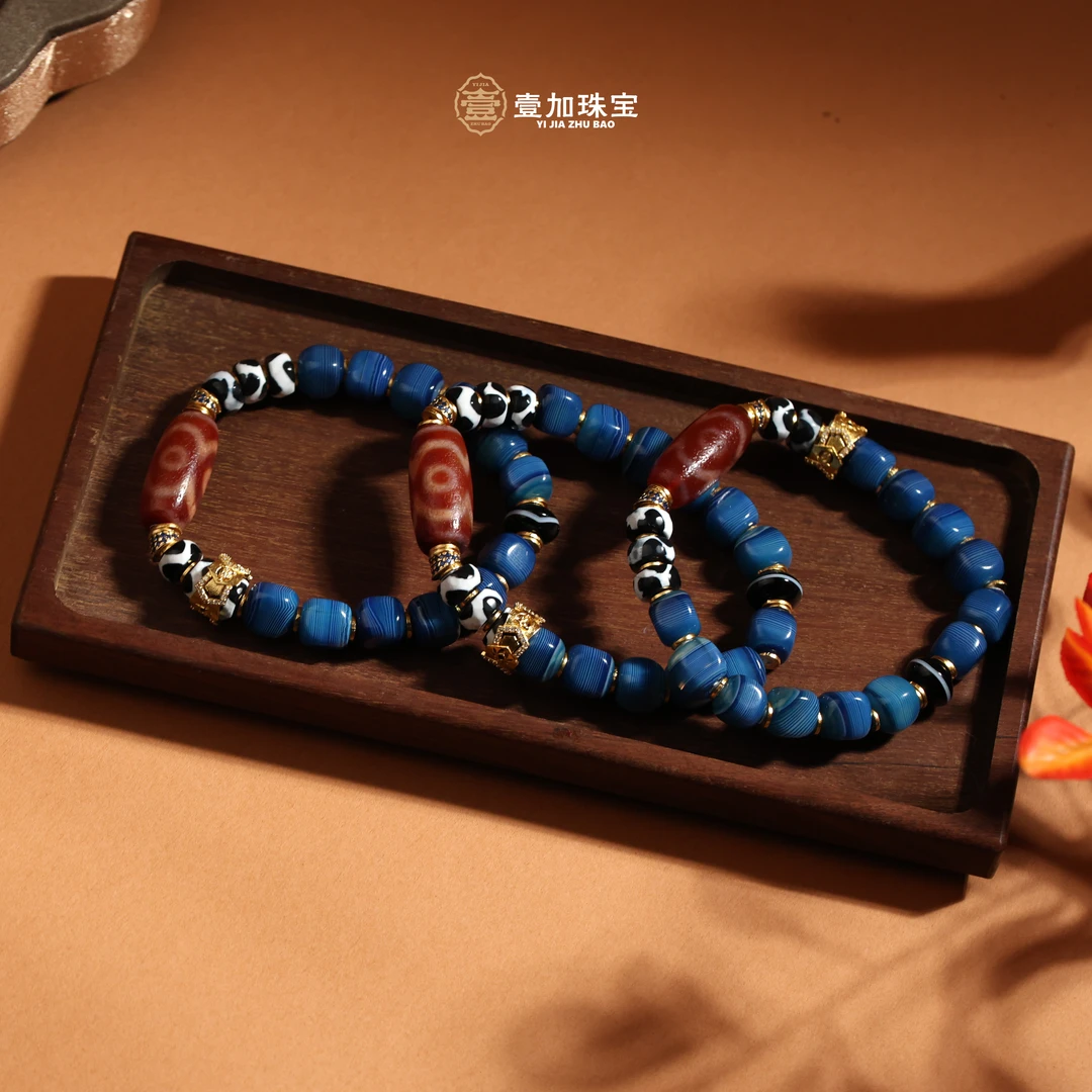 壹加林妹妹 | 玛瑙红肉三眼蓝药师手串多样性发其一