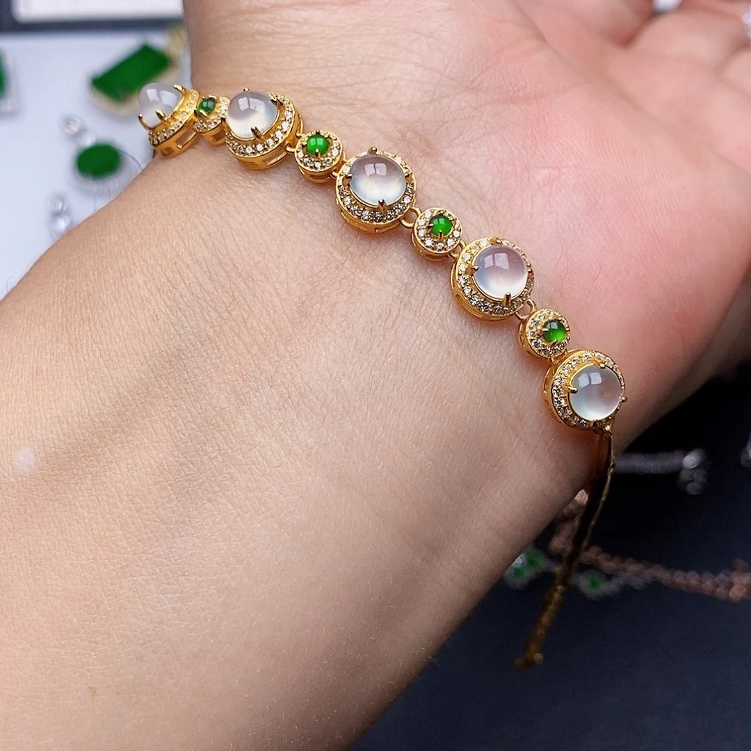 翡翠手链银S925镶嵌E****ヾ项链