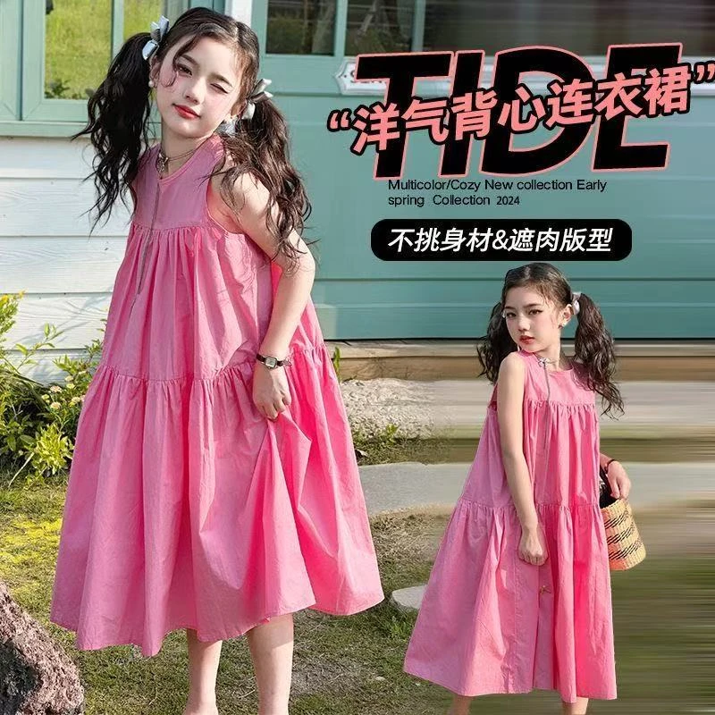 甜美INS风~25夏季新款儿童网红洋气甜美无袖公主裙8330