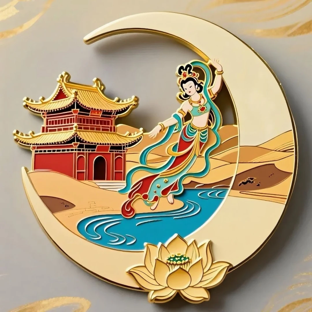 甘肃敦煌鸣沙山月牙泉景区黄山文创金属冰箱贴旅游纪念品装饰礼物