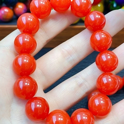 玛瑙/玉髓手链未镶嵌宝山柿子红14